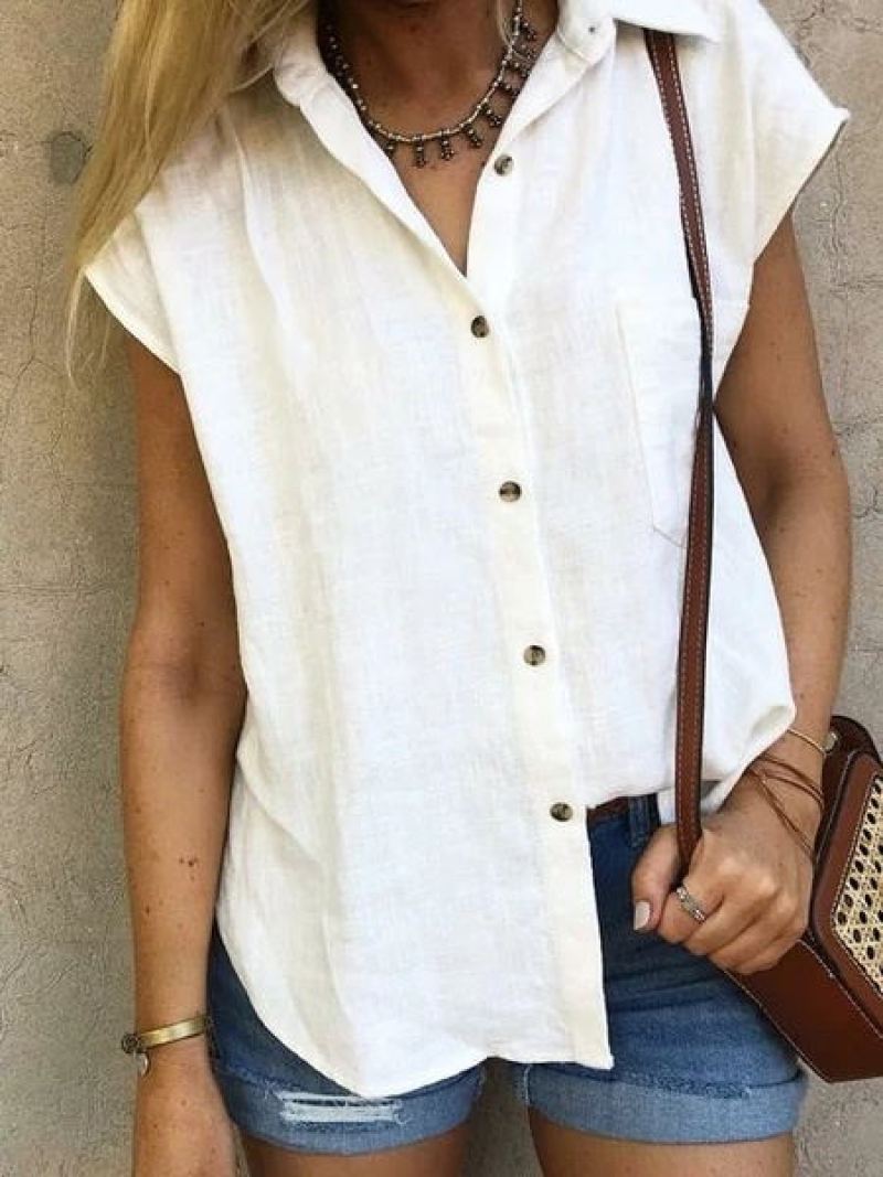 2022 hot cardigan women's casual lapel loose shirt women's spring and summer new four colors five yards white XXL - Image 1