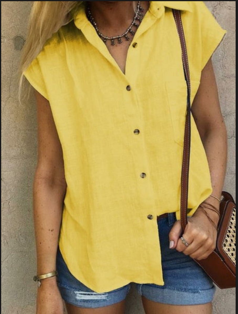 2022 hot cardigan women's casual lapel loose shirt women's spring and summer new four colors five yards white XXL - Image 3