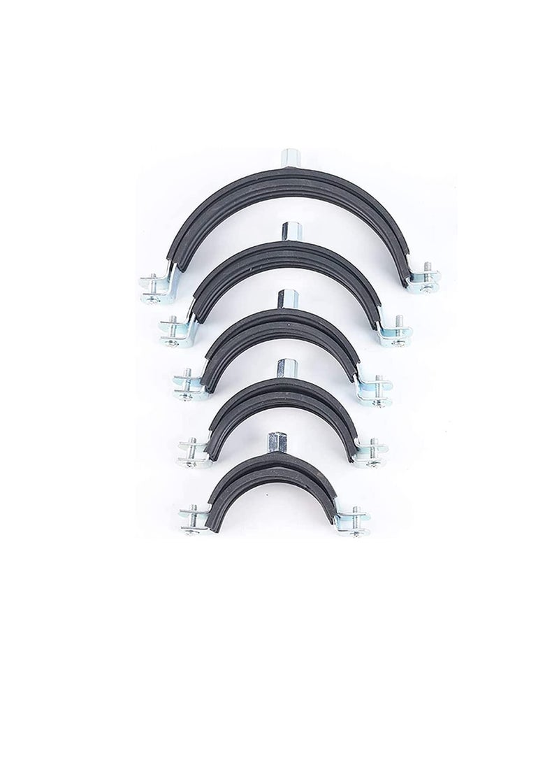 مشبك من الحديد المجلفن (GI) ذو برغيين وقابل للتعديل للخدمة الشاقة مع بطانة مطاطية أو غير مبطنة لدعم مواسير تثبيت السقف على الحائط ، شماعات حلقة منفصلة (1.1 / 4 بوصة ، عبوة من 5 قطع) - Image 1