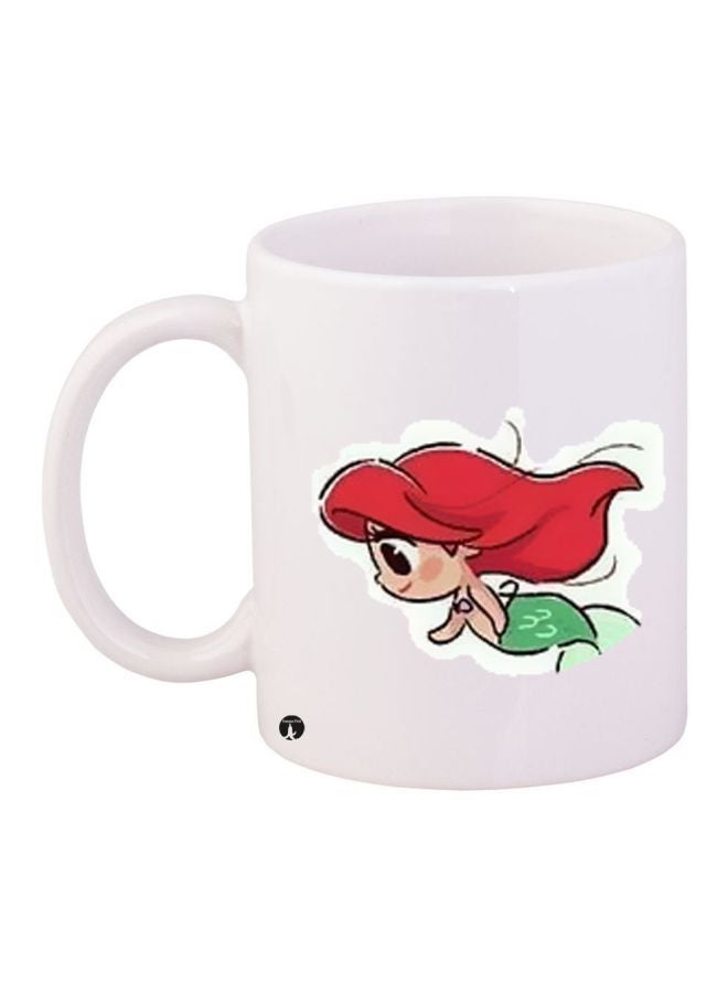 RYN Mermaid Printed Coffee Mug White/Red/Green 11ounce
