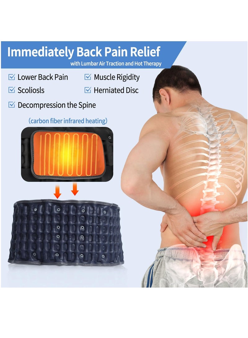 SYOSI Decompression Back Belt for Relax Body Inflatable Lumbar Support Massage Belt with Heating & Vibration for Instant Back Pain Relief Lower Back Brace with Hand Pump for Men Women Fits 29-49inch Waist - Image 2