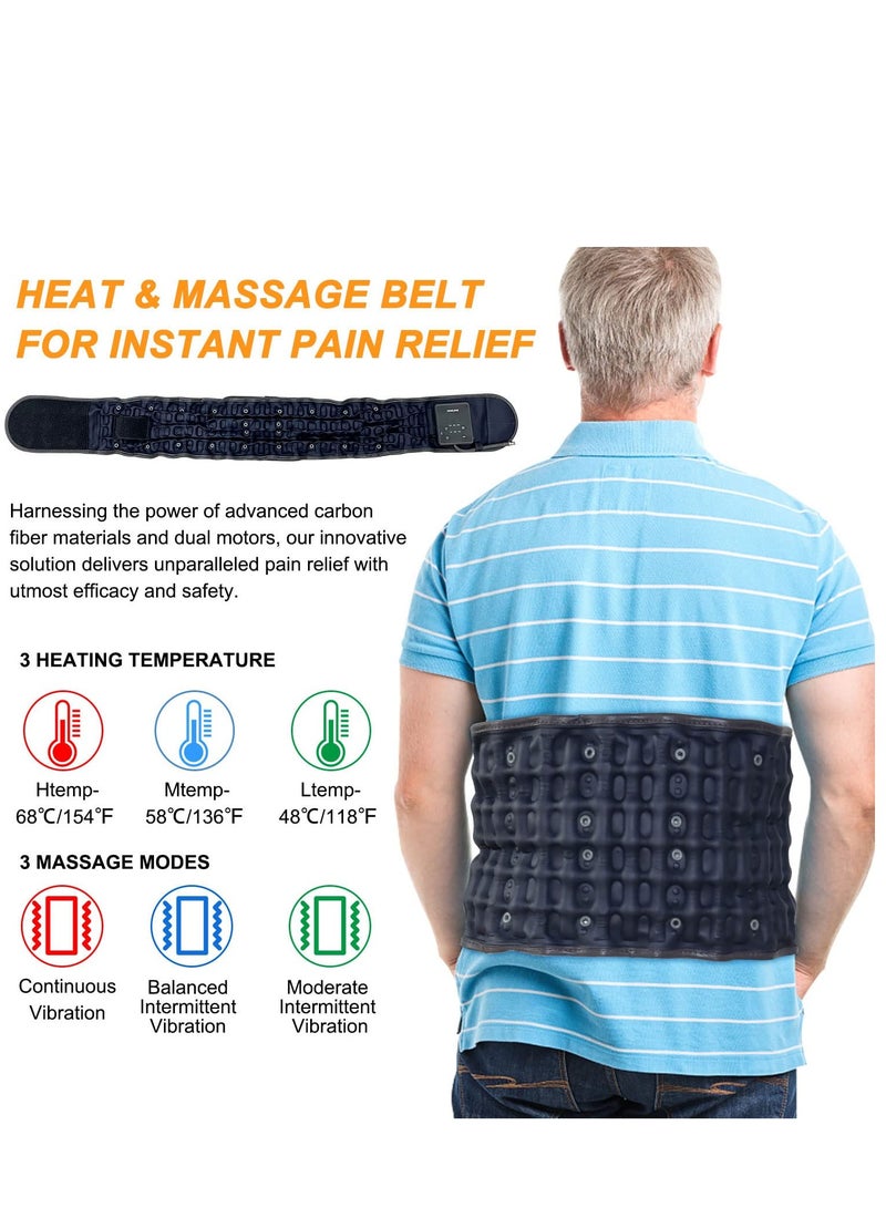 SYOSI Decompression Back Belt for Relax Body Inflatable Lumbar Support Massage Belt with Heating & Vibration for Instant Back Pain Relief Lower Back Brace with Hand Pump for Men Women Fits 29-49inch Waist - Image 4