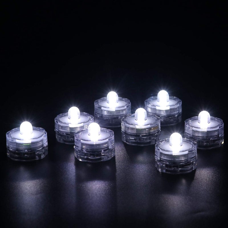 Rhytsing Set of 12 Submersible Led Tealights, Waterproof Underwater Wedding Tea Lights, White Steady Light, Batteries Included - Image 1