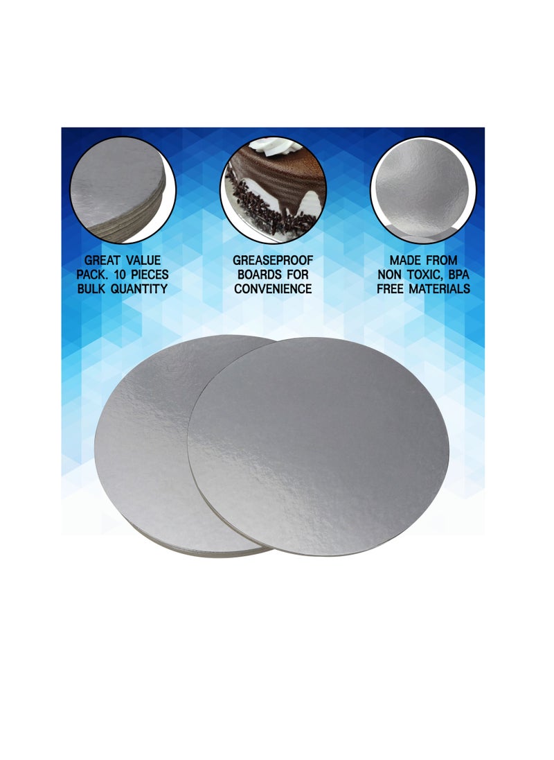 HYFY - [10 PCS] Cake Boards 9 inch Cake Boards Silver Cake Boards Round, BPA Free Perfect For Cake Box 10 inch, Cake Box 12 inch Cake Decorating Tools, Cake Stand, Baking. Cake Board Mini, Cake Board large. - Image 1