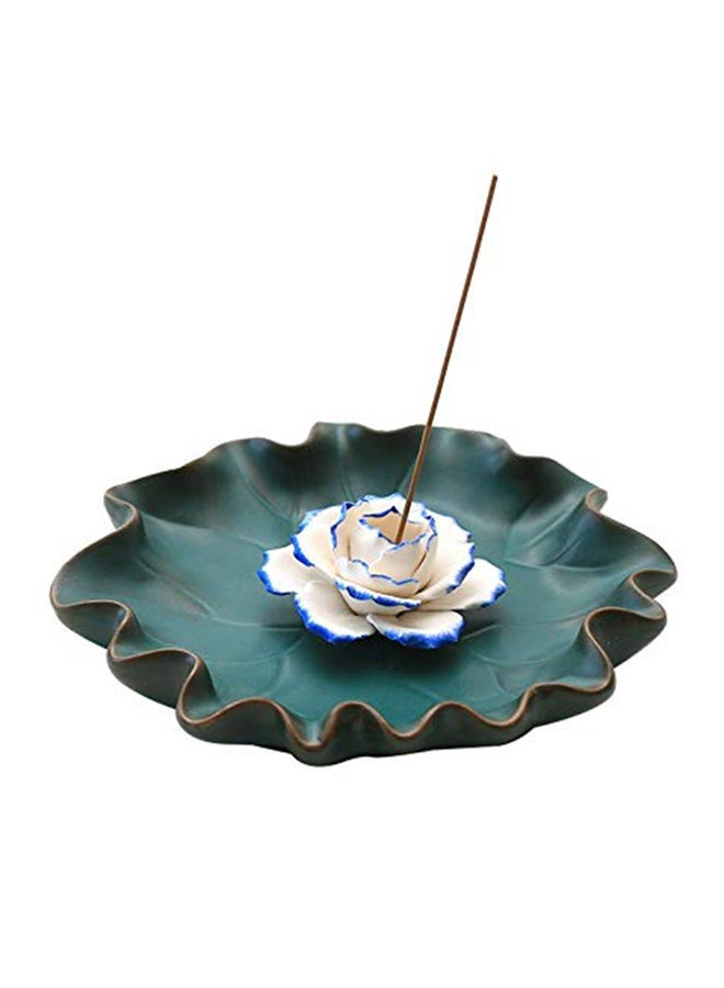 NIBEMINENT Ceramic Incense Holders for Sticks - Lotus Flower Burner Holder Ash Catcher (4.92 in) Multicolour 1X5.2X5.2 inch - Image 1