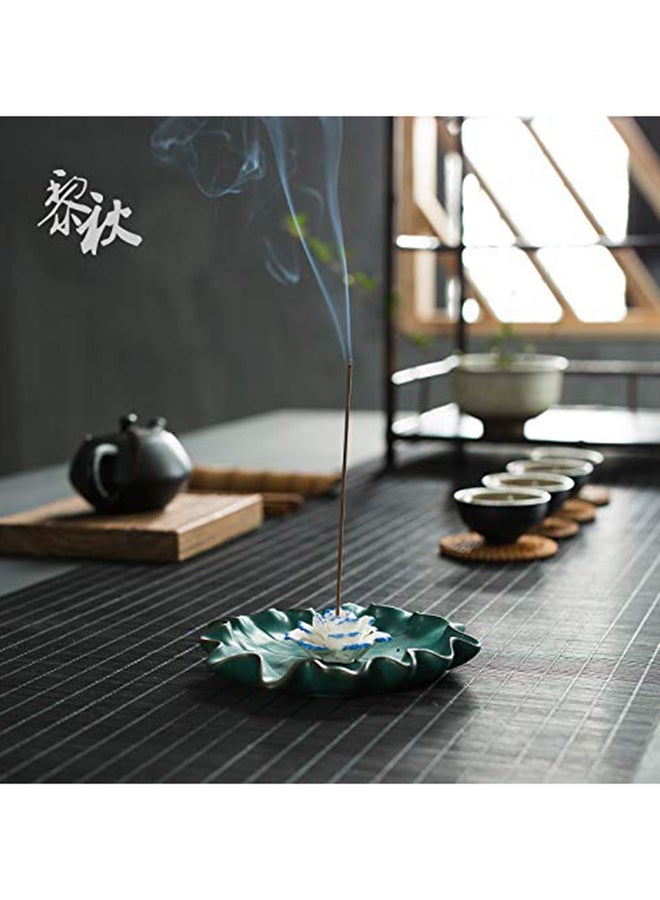 NIBEMINENT Ceramic Incense Holders for Sticks - Lotus Flower Burner Holder Ash Catcher (4.92 in) Multicolour 1X5.2X5.2 inch - Image 2
