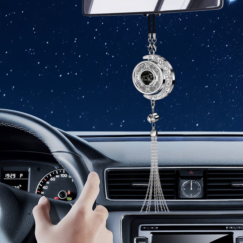 Elegant Crescent Moon Car Charm Zodiac Series Virgo Metal With Tassel And Bead Accents DIY Perfume Locket For Rearview Mirror Hanging Ideal Gift In High End Gift Box Perfume Not Included - Image 2
