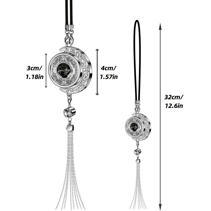 Elegant Crescent Moon Car Charm Zodiac Series Virgo Metal With Tassel And Bead Accents DIY Perfume Locket For Rearview Mirror Hanging Ideal Gift In High End Gift Box Perfume Not Included - Image 4