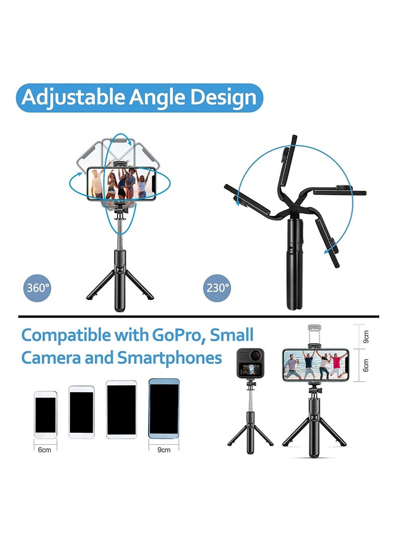 ELTRAZONE Extendable Selfie Stick, Bluetooth Selfie Stick with Tripod Stand and Detachable Wireless Bluetooth Remote, Ultra Compact Selfie Stick for Mobile and All Smart Phones Black - Image 4