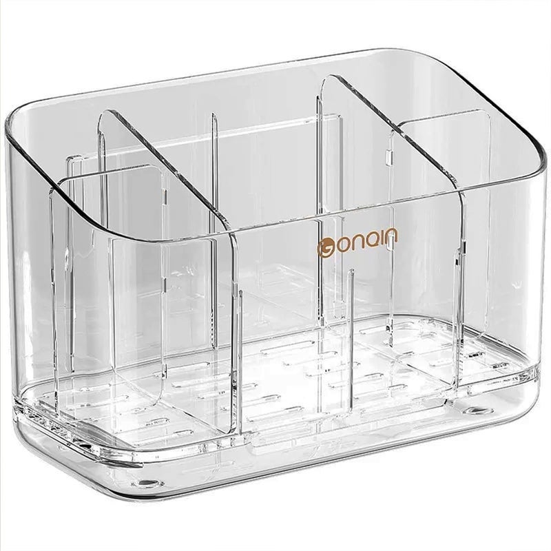 Hushnow Toothbrush Holder, Bathroom Organizer with Dividers, Wall Mount or Countertop Storage Bathroom for Toothbrush Holder - Image 4