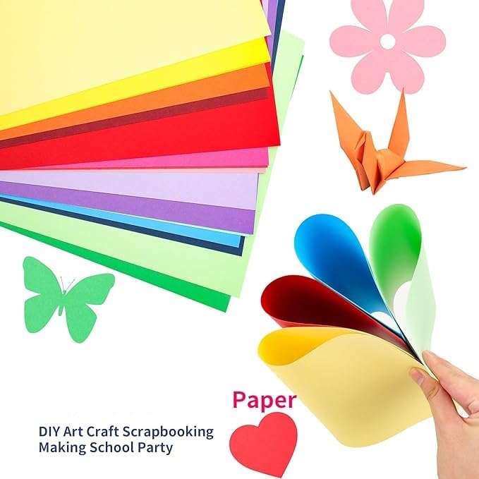 D S R Eclet A3 25 pcs Color Sheets (5 Colours x 5 Sheets Each) Double-Sided Multicolor Fluorescent Neon Craft 120-160 GSM Pastel Sheet for Greeting Cards, Art & Craft - Image 3