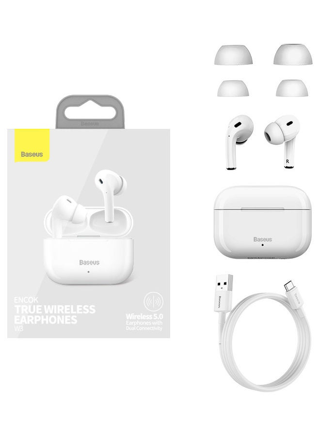 Baseus Encok W3 Wireless Bluetooth Earphone - White White - Image 2