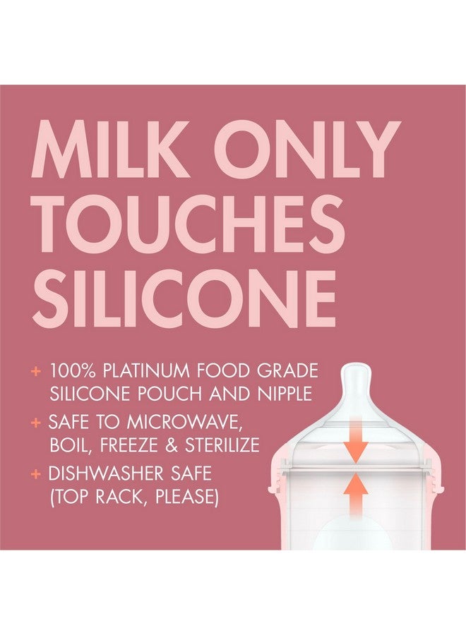 بون زجاجات الرضاعة القابلة لإعادة الاستخدام من Boon Nursh - حلمة تدفق بطيء - جراب وحلمة من السيليكون لزجاجات الرضاعة - أساسيات تغذية الطفل - وردي - من عمر 0 إلى 3 أشهر - 3 قطع - 4 أونصة - Image 4