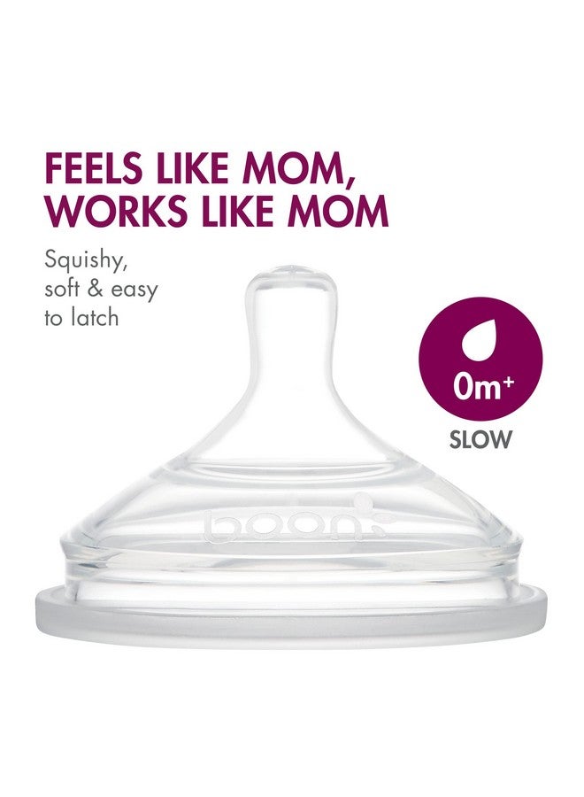 بون زجاجات الرضاعة القابلة لإعادة الاستخدام من Boon Nursh - حلمة تدفق بطيء - جراب وحلمة من السيليكون لزجاجات الرضاعة - أساسيات تغذية الطفل - وردي - من عمر 0 إلى 3 أشهر - 3 قطع - 4 أونصة - Image 5