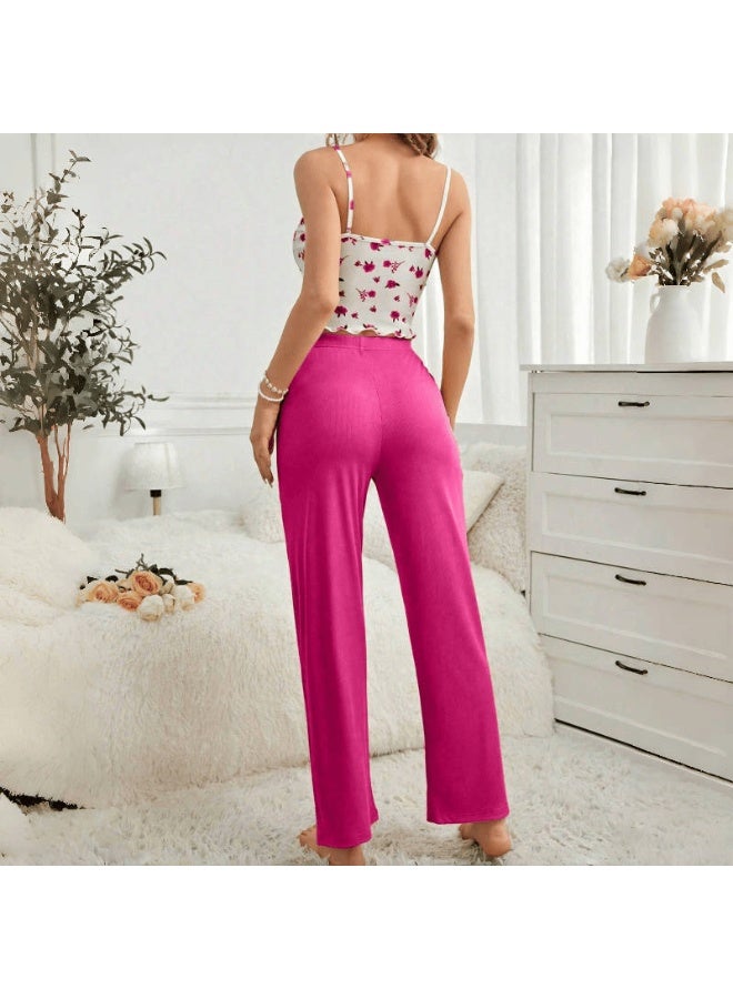 MHD European And American Style Floral Sling Long Pants Women's Pajama Set - Casual, Comfortable & Outerwear - Friendly - Image 4