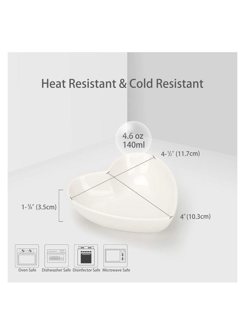 XiuWoo Love Heart Shaped Ceramic Dipping Bowls, Porcelain Side Seasoning Dish Bowl Set, for Jam, Appetizers, Dessert and Other Party, 5Pcs - Image 5