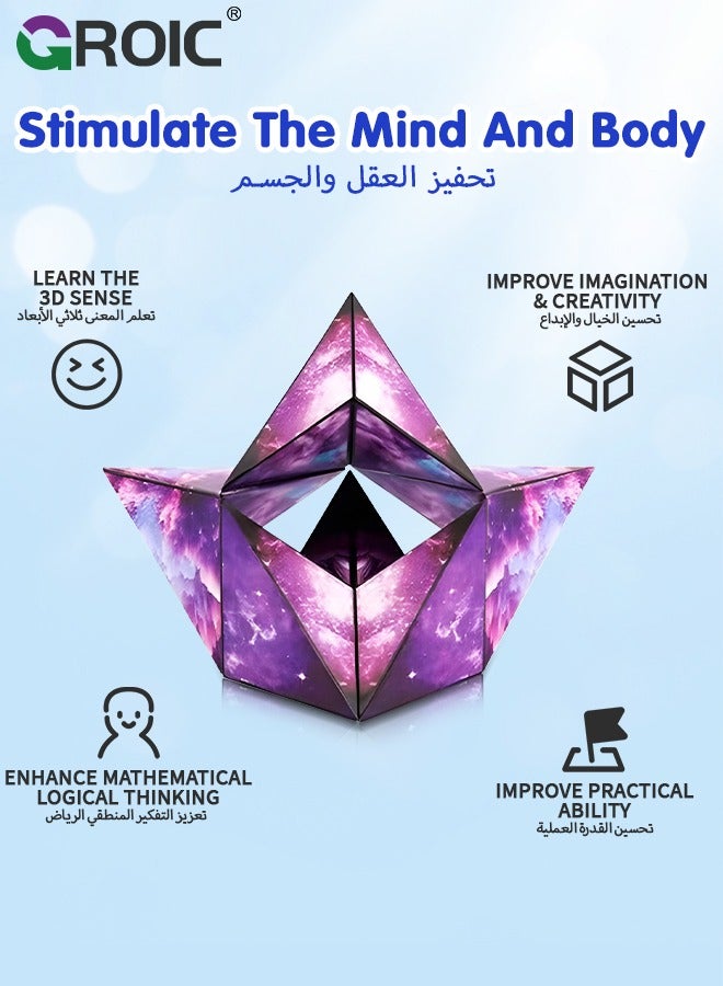GROIC 3D Magic Star Cube, 2-Pack Galaxy Transforming Box, Mini Preschool Toys, Relieve Stress, Magnetic Cube Gifts/Birthday/Anniversary,Speed Puzzle Cube Game Brain Toy for Kids - Image 4