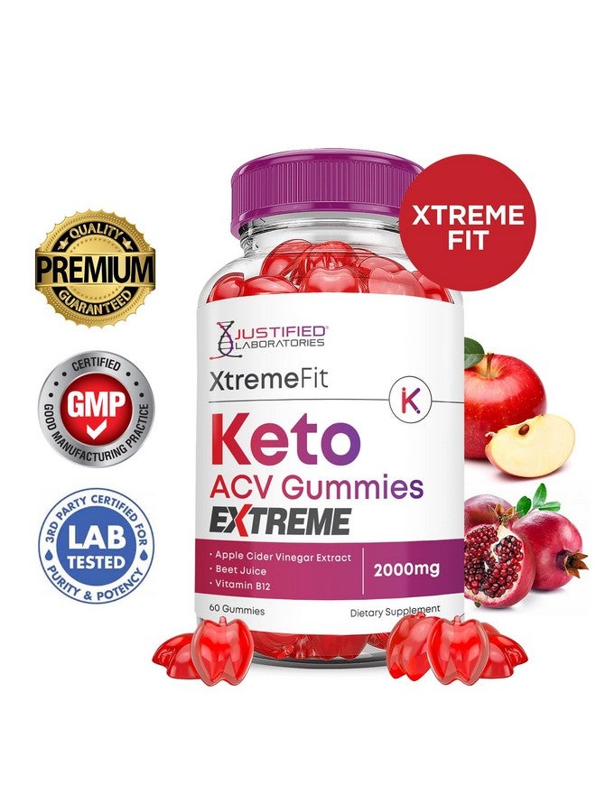 Justified Laboratories Xtreme Fit Keto ACV Gummies Extreme 2000MG XtremeFit Keto Gummies Apple Cider Vinegar Formulated with Pomegranate Beet Juice Powder B12 Vegan Non GMO 60 Gummys - Image 2