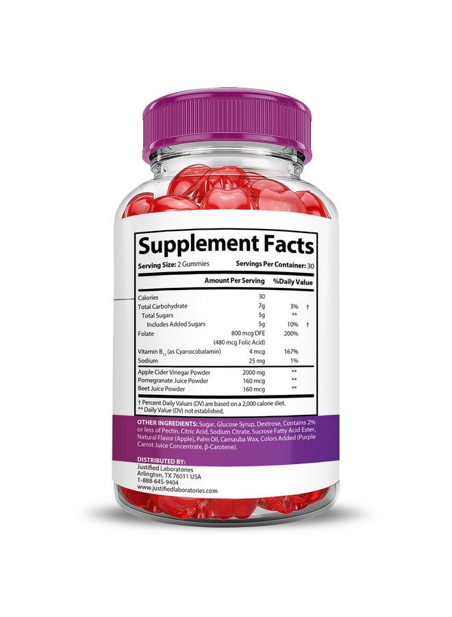 Justified Laboratories Xtreme Fit Keto ACV Gummies Extreme 2000MG XtremeFit Keto Gummies Apple Cider Vinegar Formulated with Pomegranate Beet Juice Powder B12 Vegan Non GMO 60 Gummys - Image 5