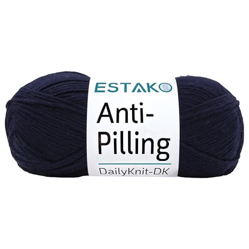 Estako DailyKnit-DK - 100% Anti-Pilling Acrylic Yarn - Soft DK Light Weight #3 - (3.52 oz / 273 Yds) - for Knitting & Crocheting (80054 - Navy Blue) - Image 1
