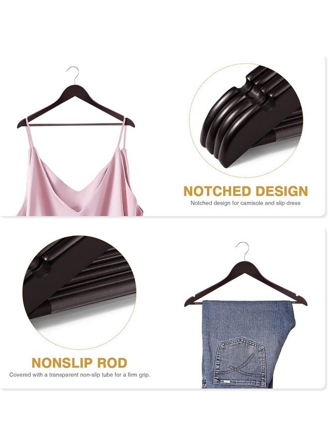 ANH MART أمشاط خشبية للملابس من ANH MART - أمشاط ملابس متميزة مع شقوق دقيقة لتوفير المساحة وتعليق الملابس، مثالية للبدلات، والمعاطف، والفساتين (جوز) (6 عبوات) - Image 3