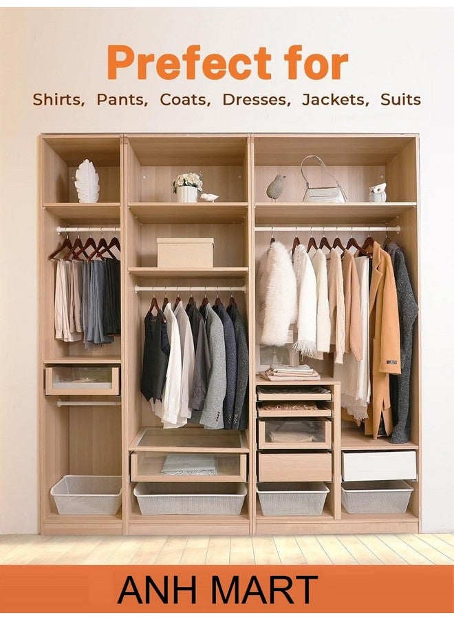 ANH MART أمشاط خشبية للملابس من ANH MART - أمشاط ملابس متميزة مع شقوق دقيقة لتوفير المساحة وتعليق الملابس، مثالية للبدلات، والمعاطف، والفساتين (جوز) (6 عبوات) - Image 5