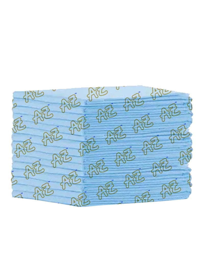 A TO Z A to Z - Disposable Changing Mat size (45cm x 60cm) Large- Premium Quality for Baby Soft Ultra Absorbent Waterproof - Pack of 15 - Blue  - Image 1