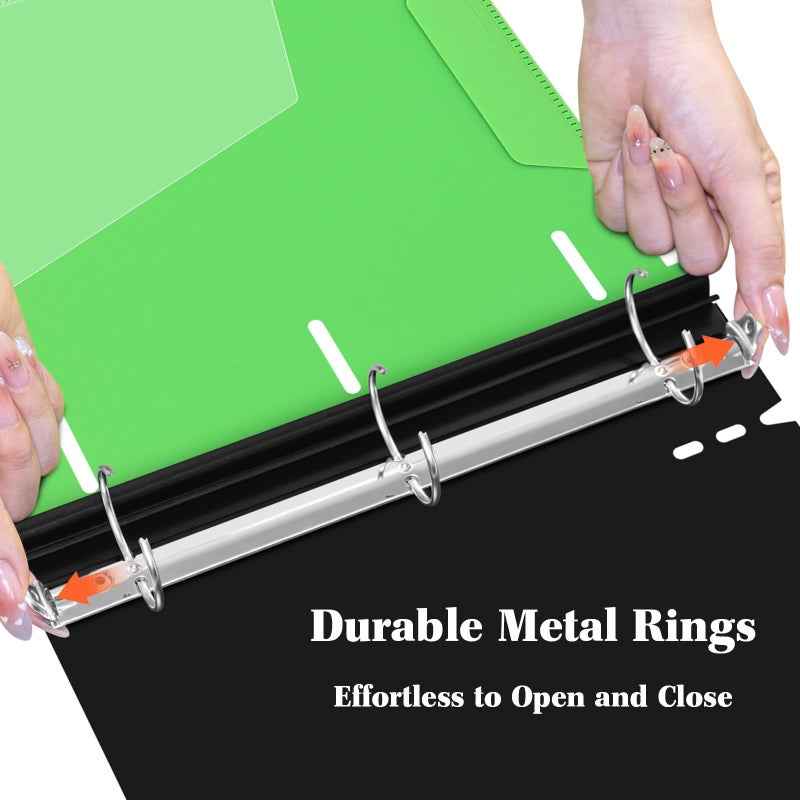 INFUN 1.5 Inch Telescoping 3 Ring Binder - 6PCS, Flexible Round Binder with Customizable Front Cover and Clear Catalog Pocket, 1.5Inch Rings, 370 Sheet Capacity - Image 3
