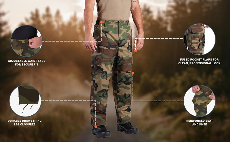 Propper Men's BDU Trouser - Woodland Camouflage, Button Fly, 60% Cotton, 40% Polyester - Image 5