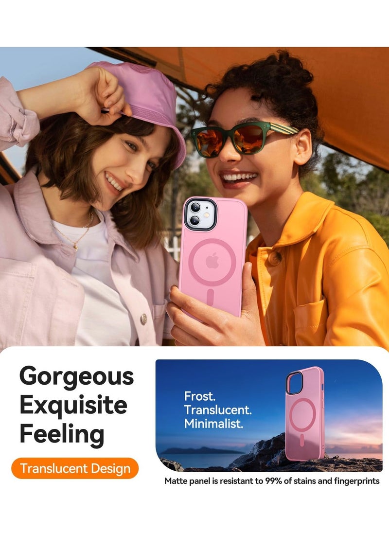 Generic - Magnetic Case For iPhone 11 Case Compatible with MagSafe Military Grade Protection Shockproof Translucent Matte Case Anti Scratch Shockproof Phone Case (Pink) - Image 1