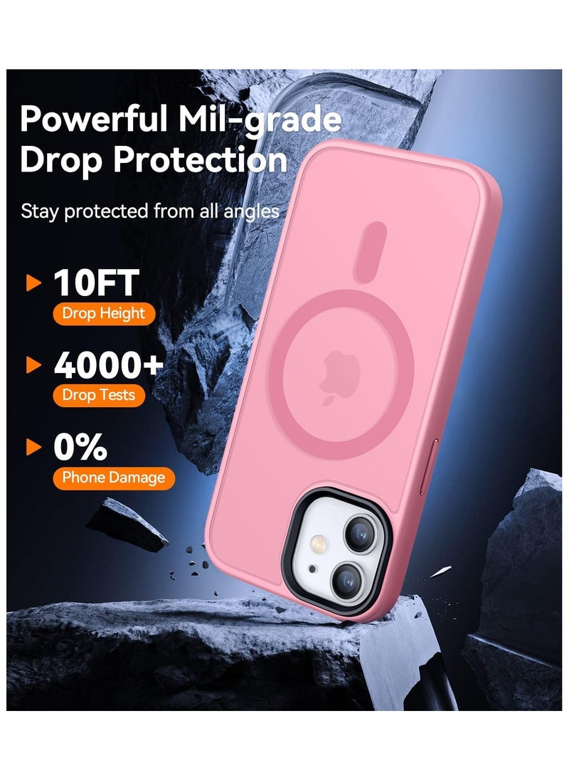 Generic - Magnetic Case For iPhone 11 Case Compatible with MagSafe Military Grade Protection Shockproof Translucent Matte Case Anti Scratch Shockproof Phone Case (Pink) - Image 1