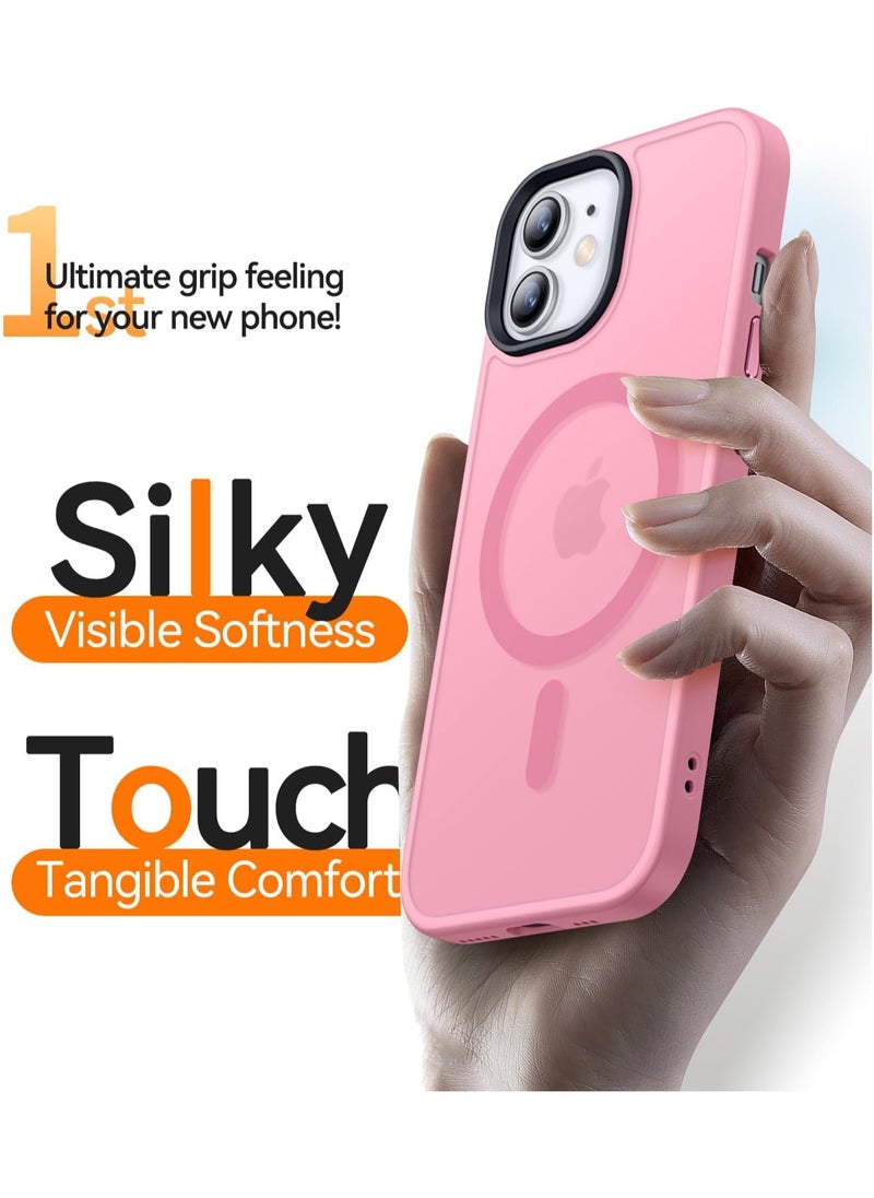 Generic - Magnetic Case For iPhone 11 Case Compatible with MagSafe Military Grade Protection Shockproof Translucent Matte Case Anti Scratch Shockproof Phone Case (Pink) - Image 1