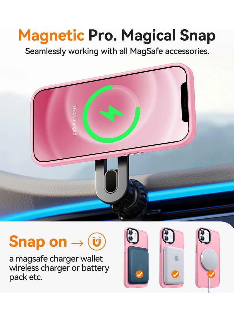 Generic - Magnetic Case For iPhone 11 Case Compatible with MagSafe Military Grade Protection Shockproof Translucent Matte Case Anti Scratch Shockproof Phone Case (Pink) - Image 1