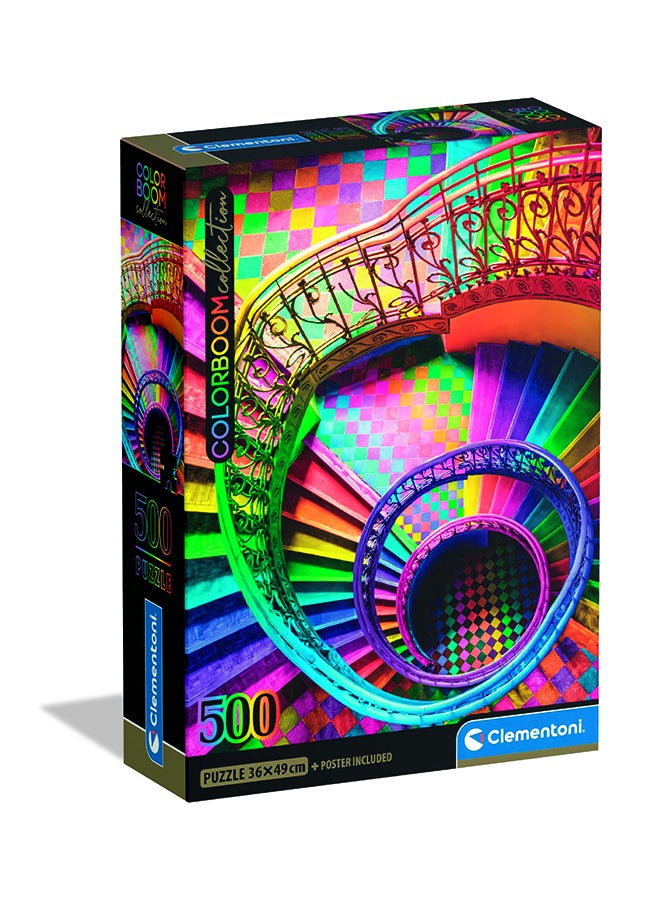 Clementoni 500 Piece Puzzle – Colorboom Stairs Compact Box | Colorful Abstract Art Jigsaw Puzzle For Adults - Image 1