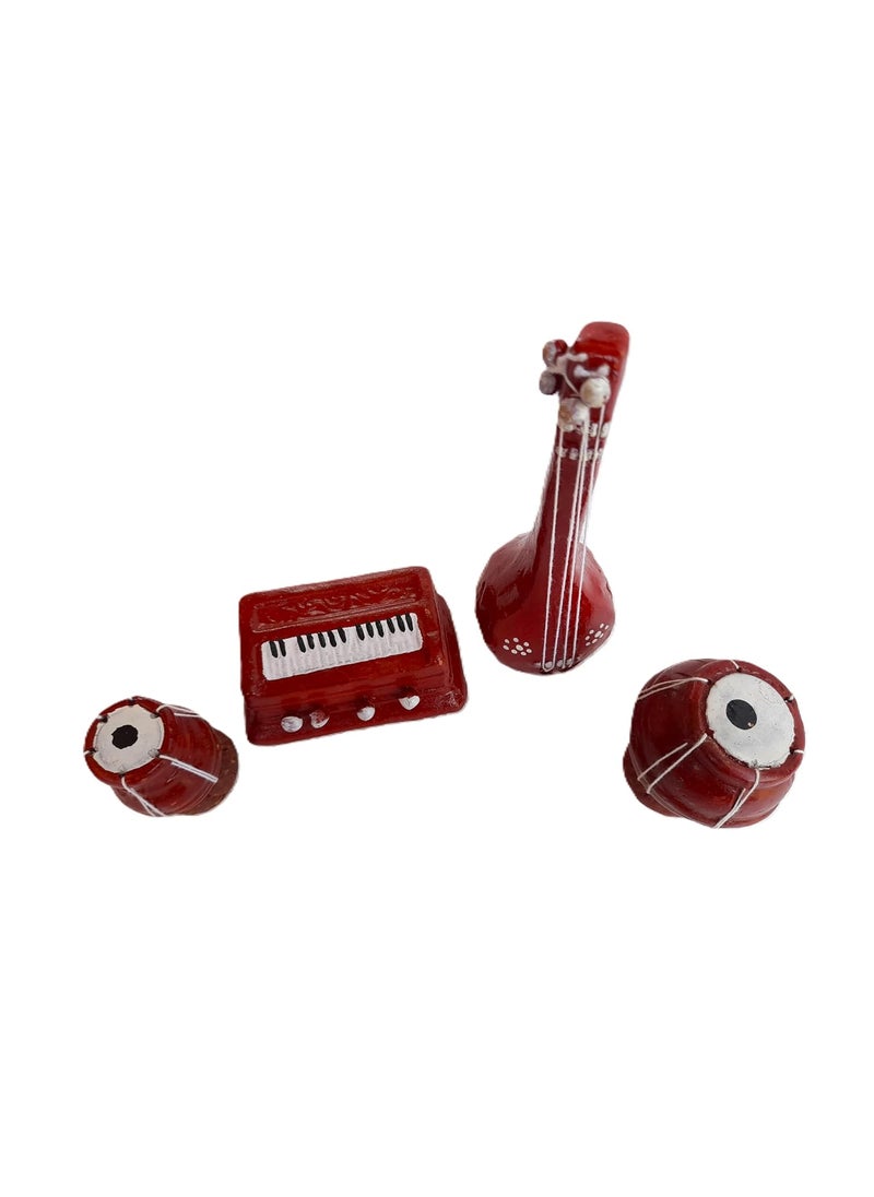 Generic Ab Unique Terracotta HandCrafted Miniature Musical Instrument Showpiece Set of 4Piece for Showcases Corner Shelves and Gifting Decoration  - Image 3