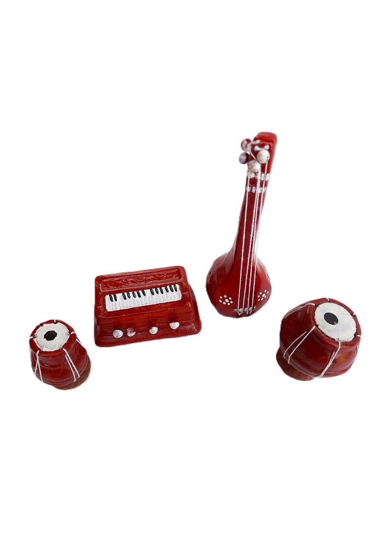 Generic Ab Unique Terracotta HandCrafted Miniature Musical Instrument Showpiece Set of 4Piece for Showcases Corner Shelves and Gifting Decoration  - Image 2