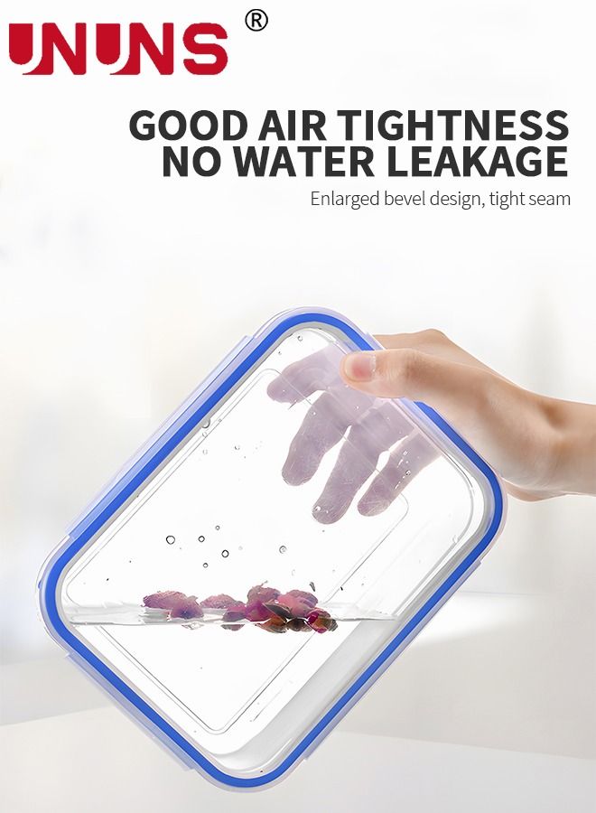 UNUNS مجموعة حاويات الطعام، 4 قطع من صناديق تخزين الطعام المستطيلة بأغطية محكمة الغلق، حاويات الحبوب، سلة تخزين الطعام، للحفاظ على نضارتها، صندوق منظم شفاف للفواكه للثلاجة والمدرسة والعمل والسفر والنزهات - Image 3