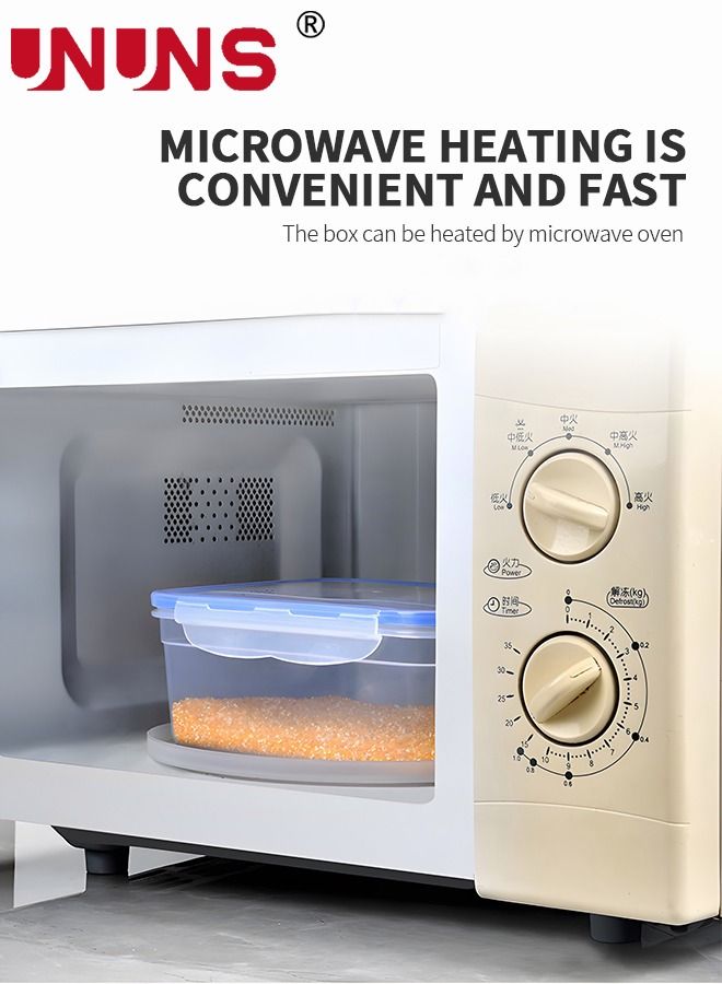 UNUNS مجموعة حاويات الطعام، 4 قطع من صناديق تخزين الطعام المستطيلة بأغطية محكمة الغلق، حاويات الحبوب، سلة تخزين الطعام، للحفاظ على نضارتها، صندوق منظم شفاف للفواكه للثلاجة والمدرسة والعمل والسفر والنزهات - Image 5