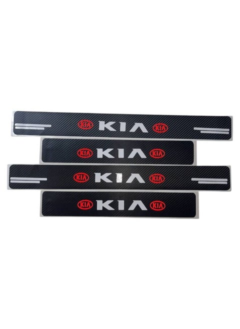Carbon Fiber Door Sill Protector Strip with Kia Logo - Scratch Resistant - Easy to Install - Suitable for All Kia Cars