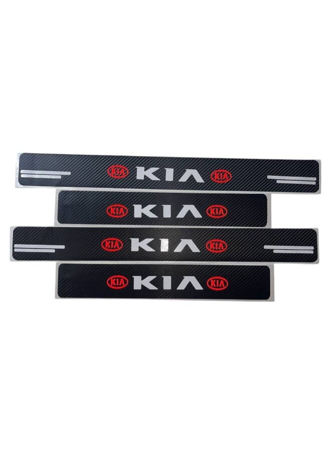 Carbon Fiber Door Sill Protector Strip with Kia Logo - Scratch Resistant - Easy to Install - Suitable for All Kia Cars