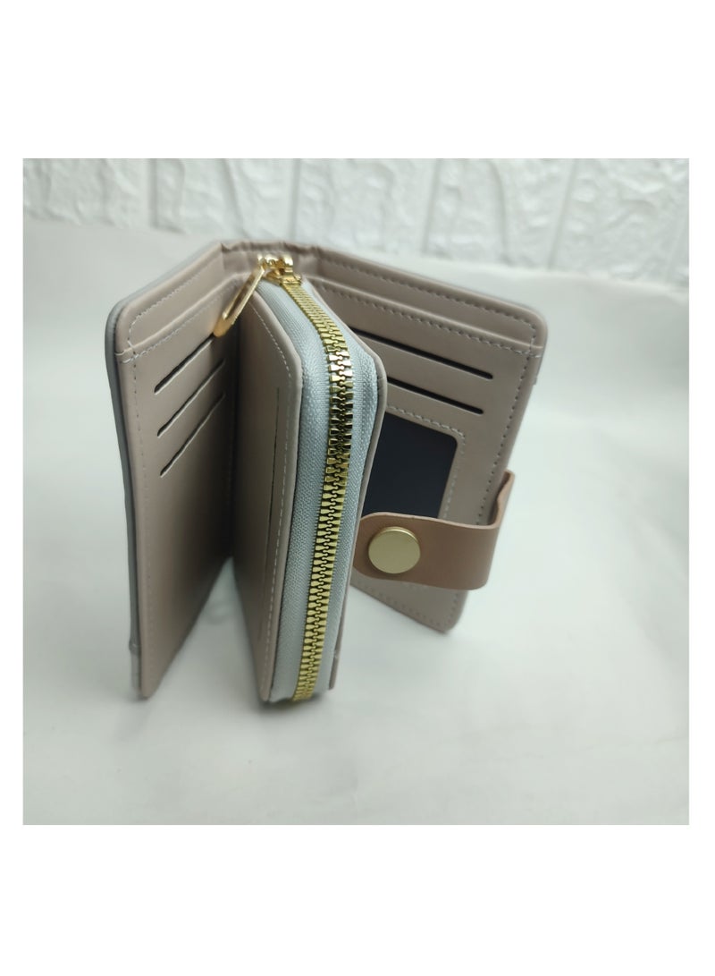 محفظة نسائية جلدية عالية الجودة باللون الرمادي - Image 4