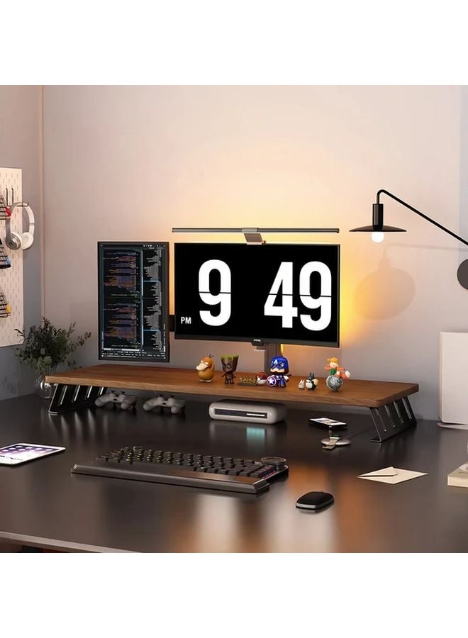 Ergonomic Wood Monitor Stand Riser Black Frame Walnut Board 50cm Wide L Shaped Desk Shelf - Image 4