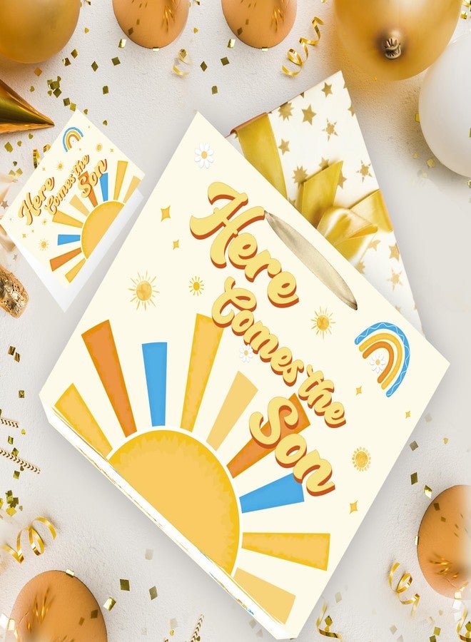 EoBeCy Here Comes the Son Baby Boy Gift Bag, Boho Sun Theme Baby Shower Wrapping Paper with Handles, Tissue Paper and Greeting Card for Sunshine Baby Shower Gender Reveal Party Favors - Image 5