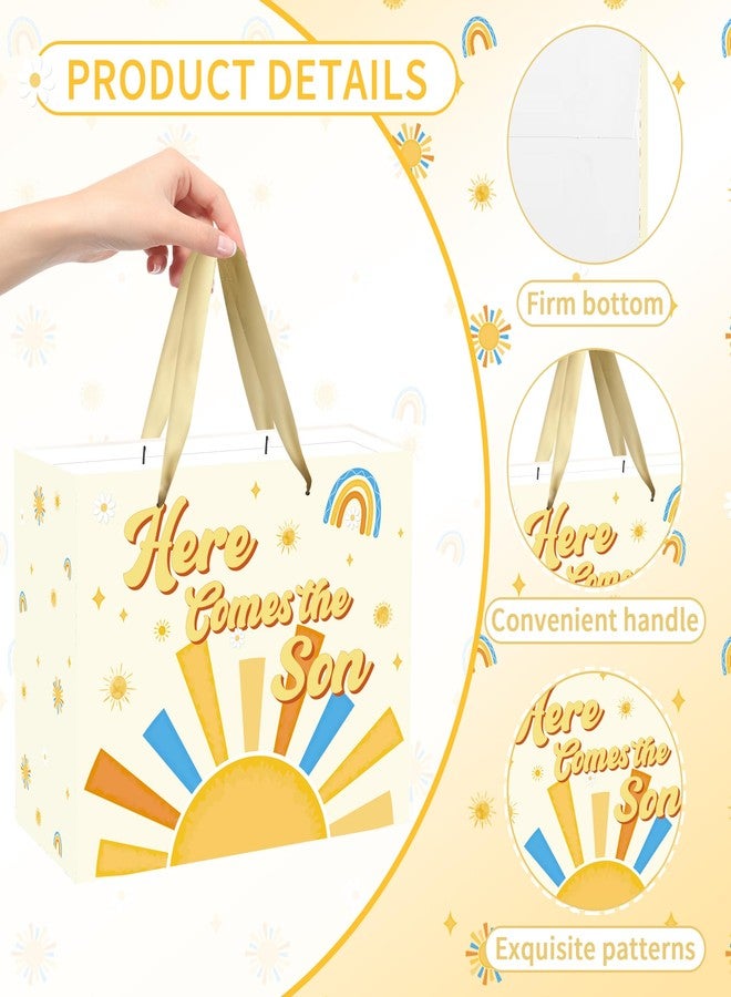 EoBeCy Here Comes the Son Baby Boy Gift Bag, Boho Sun Theme Baby Shower Wrapping Paper with Handles, Tissue Paper and Greeting Card for Sunshine Baby Shower Gender Reveal Party Favors - Image 4