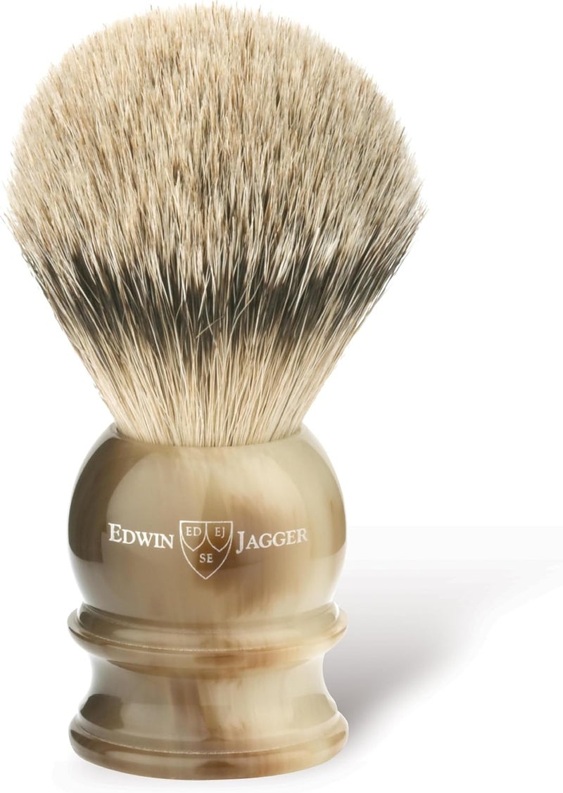 Edwin Jagger Horn Shaving Brush Silver Tip - Image 1