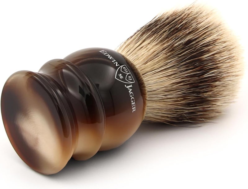 Edwin Jagger Horn Shaving Brush Silver Tip - Image 4