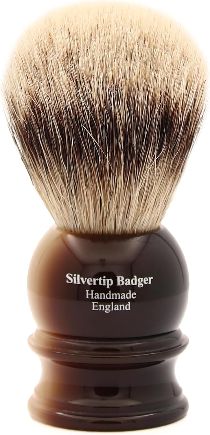 Edwin Jagger Horn Shaving Brush Silver Tip - Image 2