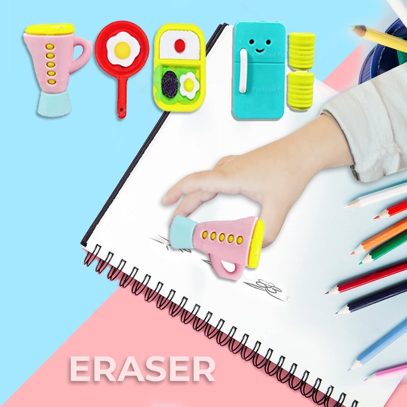 FunBlast ممحاة للأطفال - مجموعة ممحاة بموضوع مجموعة المطبخ للأطفال، مجموعة أدوات مكتبية للأطفال، ممحاة للبنات، ممحاة كاواي، ممحاة فاخرة كهدية عودة عيد الميلاد (6) - Image 3