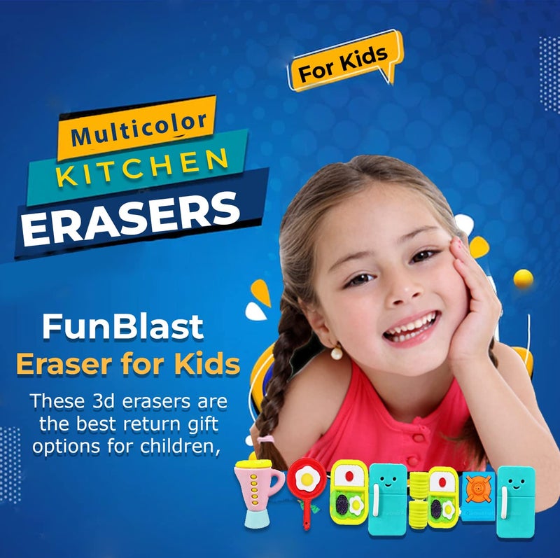FunBlast ممحاة للأطفال - مجموعة ممحاة بموضوع مجموعة المطبخ للأطفال، مجموعة أدوات مكتبية للأطفال، ممحاة للبنات، ممحاة كاواي، ممحاة فاخرة كهدية عودة عيد الميلاد (6) - Image 2