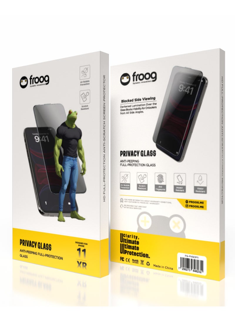 froog iPhone 11 and iPhone XR Privacy Screen Protector /Anti Fingerprint/ Water Resistant / Scratch Resistant / Tempered Glass Anti-Peeping /Blocked Side Viewing / Full Protection - Black - Image 3